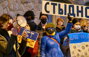 Every Night for Ukraine Protest in front of Russian Embassy in Finland