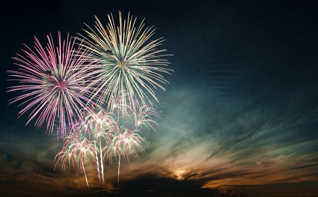 Fireworks exploding into the night sky